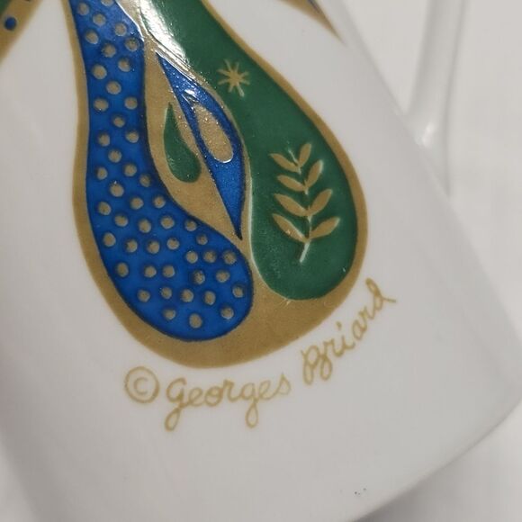 Georges Briard Creamer Forbidden Fruit Blue-green Pear with leaves Vintage MCM - Picture 2 of 7